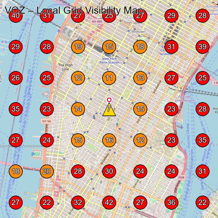 VOZ GeoGrid visibility map for Clothing Store in New York